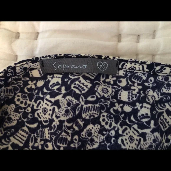 Blue & White Patterned Mini Dress - Picture 4 of 6